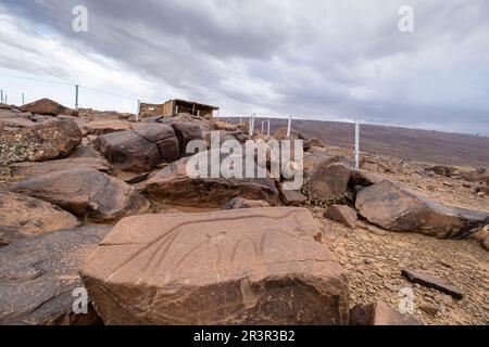 petroglyph, Aït Ouazik rock deposit, late Neolithic, Morocco, Africa. Stock Photo