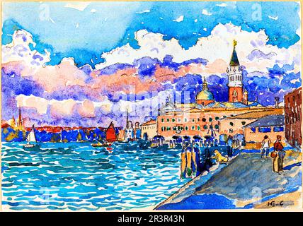 Venice painting in high resolution by Henri-Edmond Cross. Stock Photo