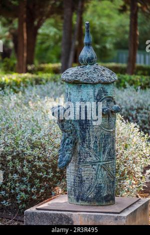 Joan Miró (Spanish, 18931983), Homme et femme ,1977, lost wax cast bronze, Marivent garden, Palma, Majorca. Stock Photo