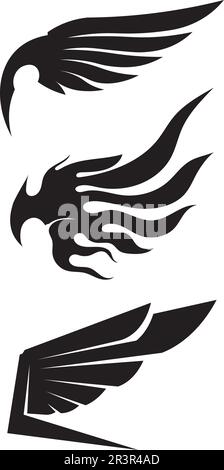 Black wing logo symbol for a professional designer Stock Vector