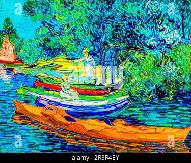 Vincent van Gogh's Bank of the Oise at Auvers famous painting Stock Photo