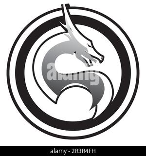 Head dragon flat color logo template vector illustration Stock Vector