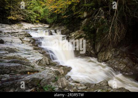 cascada de El Cubo, rio Urbeltza, selva de Irati,comunidad foral de Navarra, Spain. Stock Photo