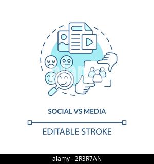 Social vs media turquoise concept icon Stock Vector