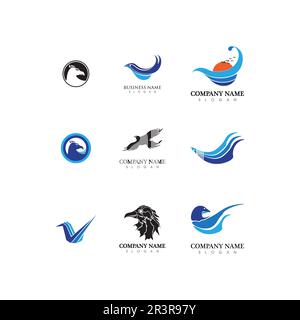 Falcon, eagle Logo and wings Template vector illustration design icon Stock Vector