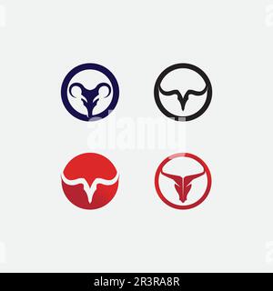 Bull and buffalo head cow animal  mascot logo design vector for sport horn buffalo animal mammals head logo wild matador Stock Vector