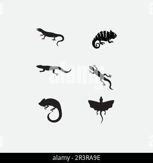 animal vector lizard salamander gecko crocodile and reptiles design logo Stock Vector