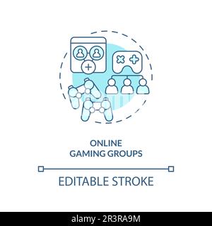 Online gaming groups turquoise concept icon Stock Vector