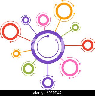 Abstract Social Network Vector Illustration with Polygonal Circles Shapes, Molecules Technology and Connecting Dots or Lines in Hand Drawn Templates Stock Vector