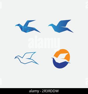 Birds and swallow dove logo design and vector animal wings and flying bird Stock Vector