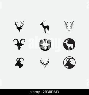 deer logo animal and mammal design and graphic vector Stock Vector