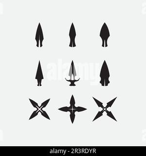 Meat cutting knives set. Kitchen metal knife isolated vector silhouett By  Microvector