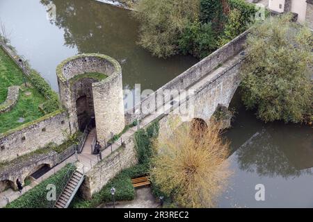 Bridge over the Alzette in Luxembourg (City) Stock Photo