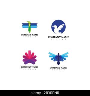 Falcon, eagle Logo and wings Template vector illustration design icon Stock Vector