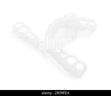 Dental mouth guards on white background. Bite correction Stock Photo