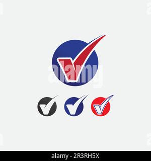 Checklist check mark logo vector or icon. Tick symbol in green color illustration. Accept okey symbol for approvement or cheklist design Stock Vector