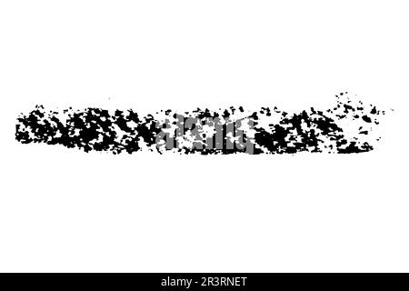 Black stain of paintbrush isolated on white background. Hand-drawn spot of paint, ink. Grunge dye splash. Uneven brush smear. Copy space banner. Vecto Stock Vector