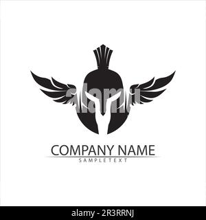 spartan logo and vector design helmet and head Stock Vector