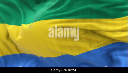 Close-up view of the Gabon national flag waving in the wind Stock Photo