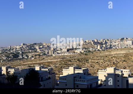 Har Homa neighborhood  is an Israeli settlement in southern East Jerusalem, near the Palestinian city of Beit Sahour. Stock Photo