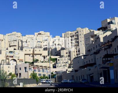 Har Homa neighborhood  is an Israeli settlement in southern East Jerusalem, near the Palestinian city of Beit Sahour. Stock Photo