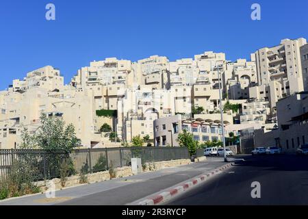 Har Homa neighborhood  is an Israeli settlement in southern East Jerusalem, near the Palestinian city of Beit Sahour. Stock Photo