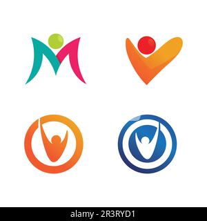 Abstract people logo design.fun people,healthy people,sport,community people symbol vector illustration Stock Vector