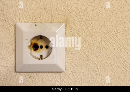 Fire hazard electrical system Stock Photo