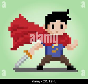 8-bit pixel avatar hero. Game character in vector illustration Stock Vector