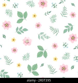 Decorative leaves and flowers. Hand drawn vector design elements. Ideal for scrapbooking, textile, web, fabric. Stock Vector