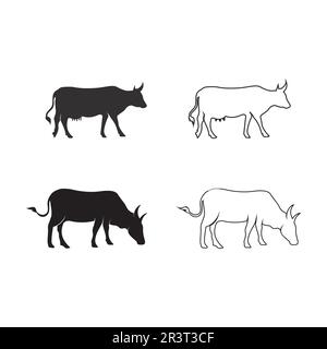 Bull logo and symbols vector template icons app Stock Vector