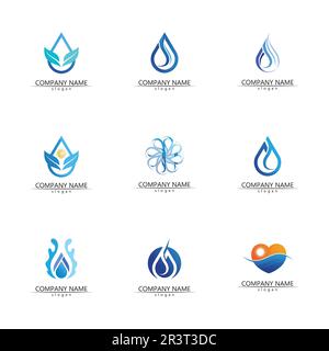 wave logo Isolated round shape logo. Blue color logotype. Flowing water image. Sea, ocean, river surface. Stock Vector