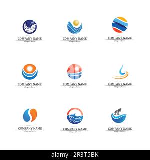 wave and Water drop Logo Template vector illustration design Stock Vector