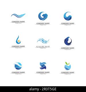wave and Water drop Logo Template vector illustration design Stock Vector