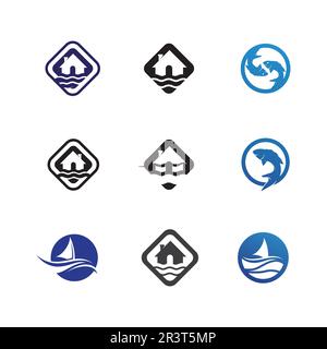 wave and Water drop Logo Template vector illustration design Stock Vector