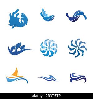 wave and Water drop Logo Template vector illustration design Stock Vector