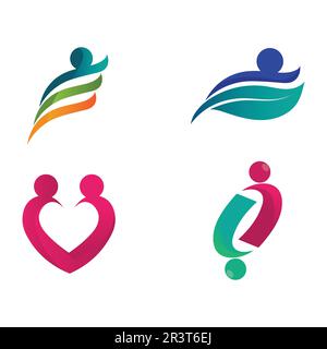 Abstract people logo design.fun people,healthy people,sport,community people symbol vector illustration Stock Vector