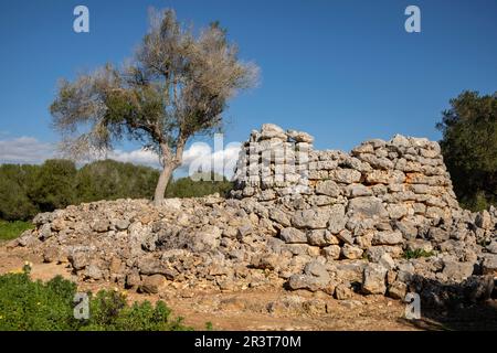 talayot circular, conjunto prehistórico de Capocorb Vell, principios del primer milenio a. C. (Edad de Hierro), Monumento Histórico Artístico, Llucmajor, Mallorca, Balearic islands, spain. Stock Photo