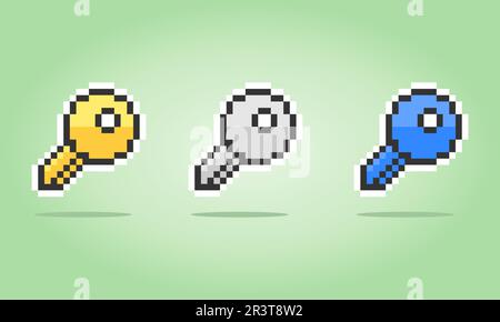 8-bit pixel key icon in vector illustration Stock Vector