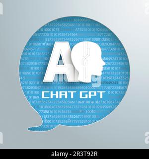 AI Chat GPT Speech Bubble Hole Algorithm Stock Photo