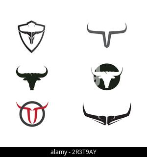 Abstract shield bull logo, horn badges logo icon Stock Vector