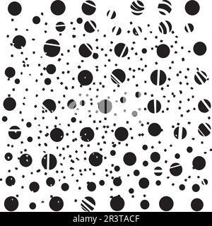 A black and white pattern with circles and stars seamless background. Stock Vector