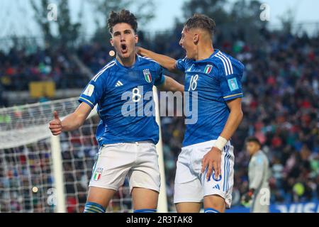 Italy defeated Brazil 3-2 in the first match of Group D of the FIFA U20 World Cup Argentina 2023 at the Mendoza stadium on May 21, 2023 Stock Photo