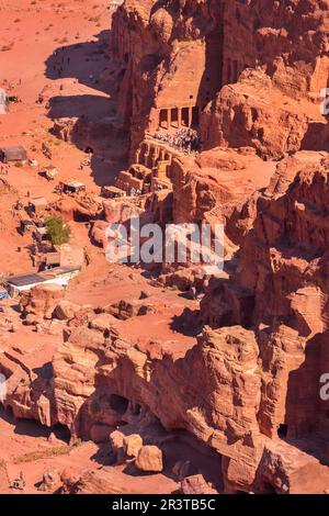 Royal tombs and main street of Petra, Jordan Stock Photo