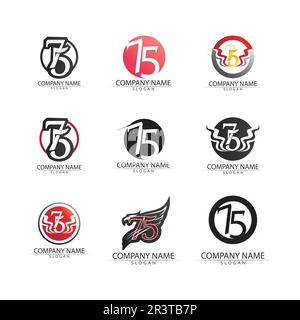 number 75 icon set logo design vector Stock Vector