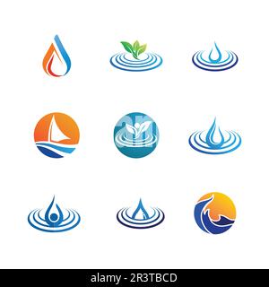 wave and Water drop Logo Template vector illustration design Stock Vector