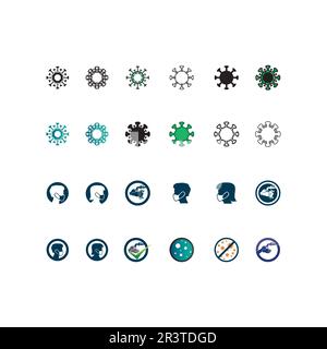 virus,coronavirus, Bacteria, Germs and Microbe isolated on white background. Vector Icon Illustration Stock Vector