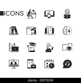 Education and science - set of line design style icons Stock Vector