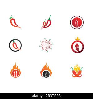 hot and chilli logo vector design illustration Stock Vector