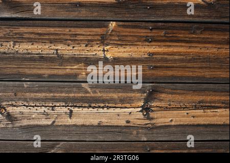 Old vintage planked wood board Stock Photo